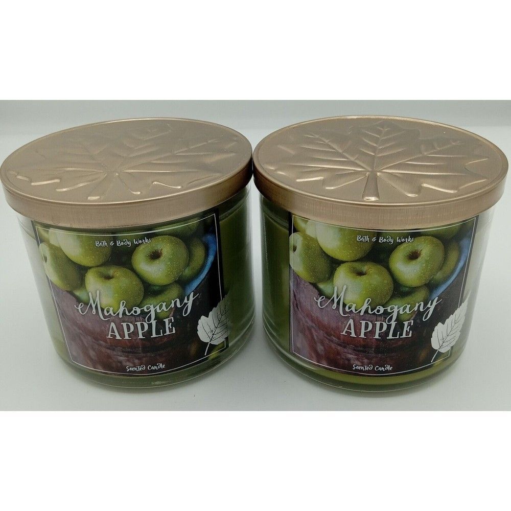Lot Of 2 Bath & Body Works Mahogany Apple 3-Wick Candles